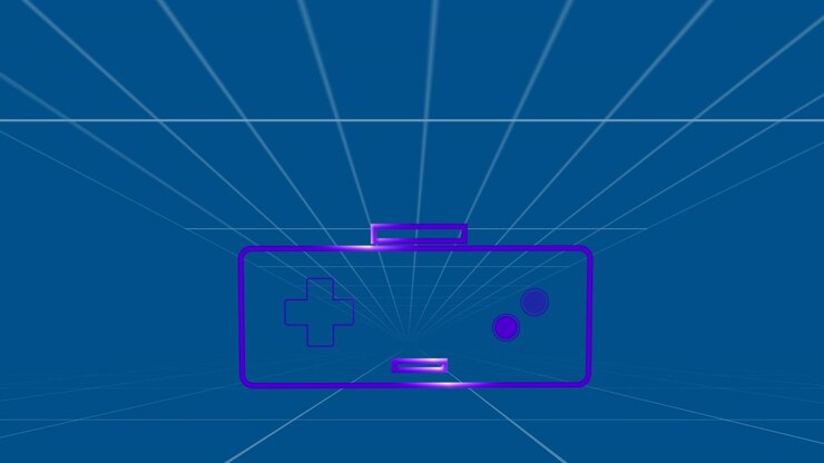 Animation of game pad in blue space with lines