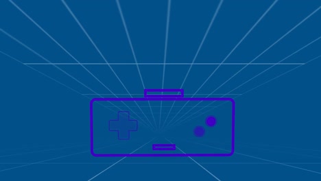 Animation-of-game-pad-in-blue-space-with-lines