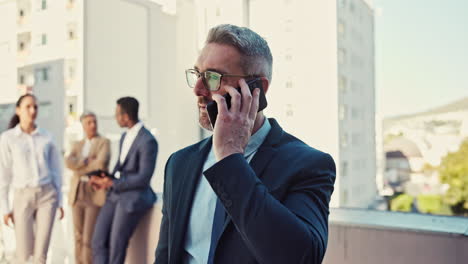 corporate, talking and businessman on a phone call