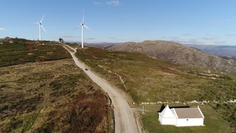 windmills along a countryside road