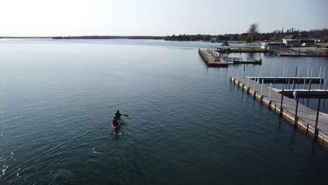 canoeing at harbor aerial michigan