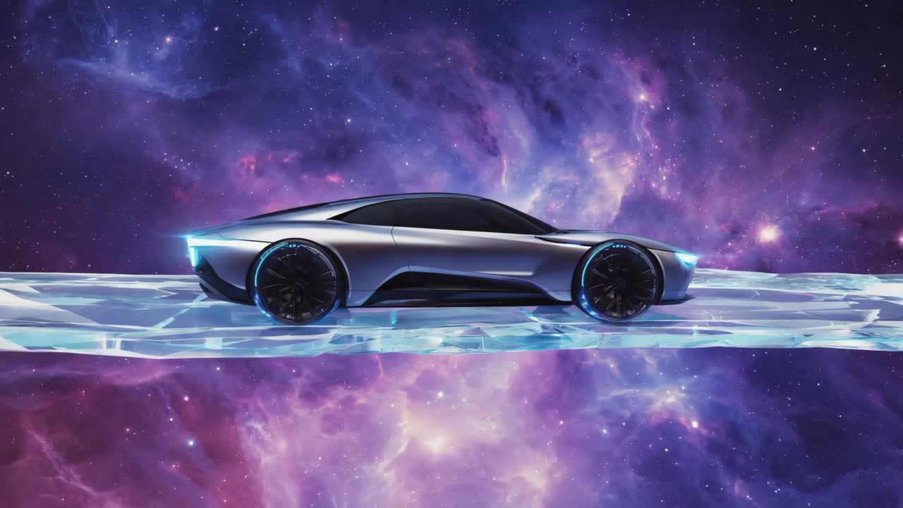 Futuristic Car in Cosmic Galaxy