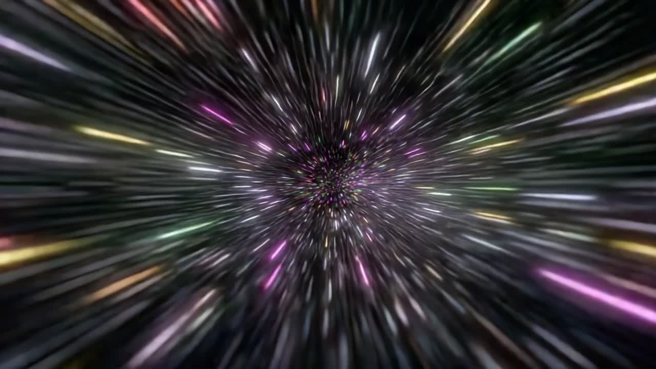 Un viaggio mozzafiato attraverso una distorsione colorata di luce, che esplode in un'esplosione di colori vivaci e movimento dinamico, catturando l'essenza della velocità e dell'avventura.