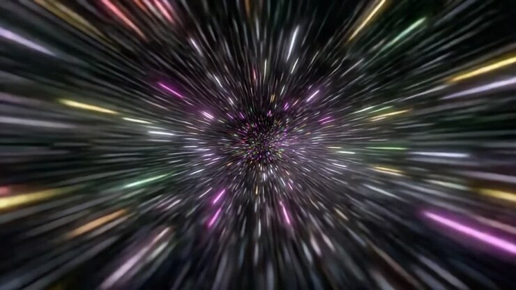 A Stunning Journey Through a Colorful Warp of Light, Exploding in a Display of Vibrant Colors and Dynamic Motion, Capturing the Essence of Speed and Adventure
