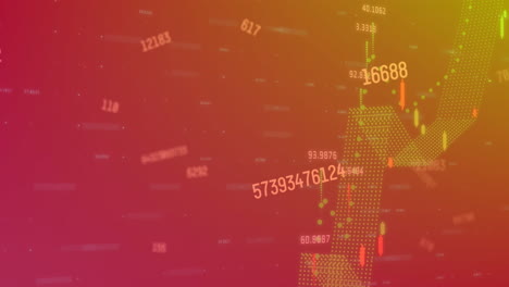 animation of multiple graphs with changing numbers against abstract background