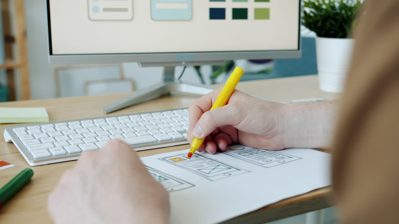 Person designing user interface mockups