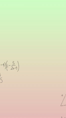 Animation-of-handwritten-mathematical-formulae-over-green-to-pink-background