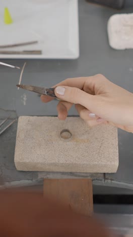 jewelry making process: working on a ring