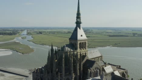 abbatiale du mont-saint-michel - romanesque and gothic structure of mont-saint-michel abbey in france