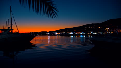 yachts on the pier at sunset