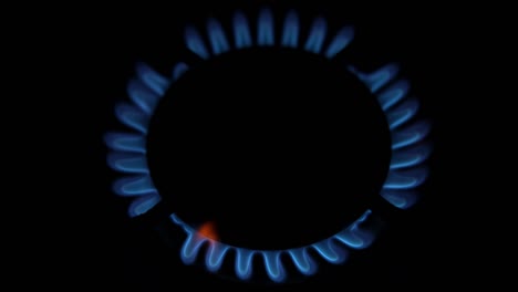 blue flame of gas stove kitchen burner.