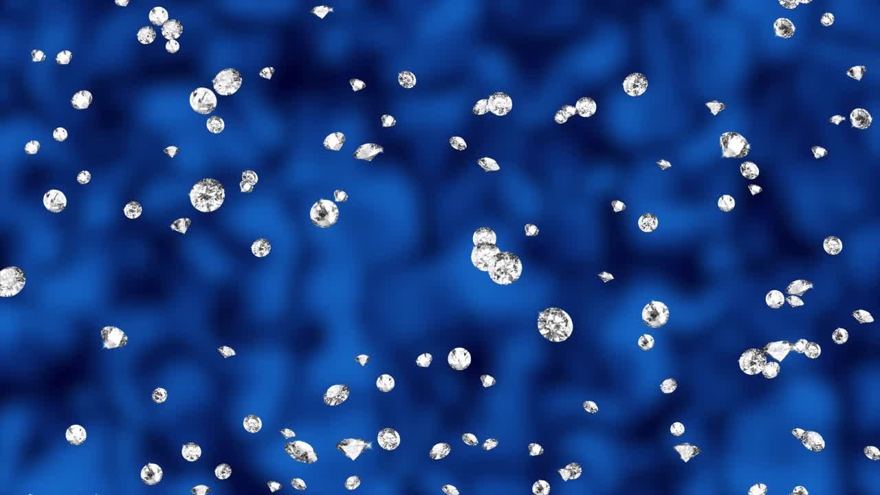 Loopable falling rotating luxurious glamour diamond gems on black background green screen event