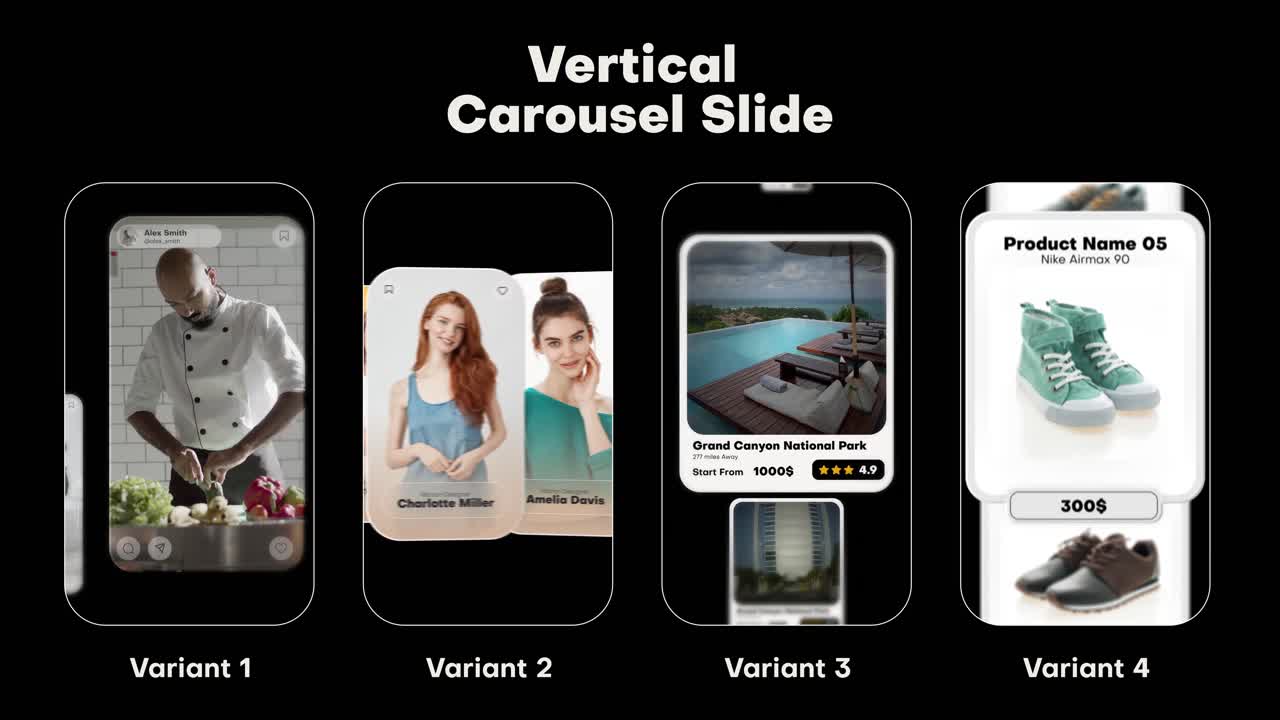 Animated Vertical Carousel Slide UI Design for Mobile Apps