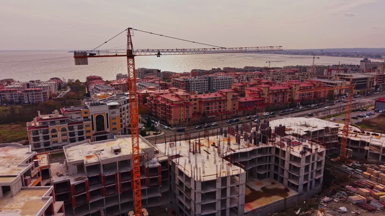 Construction site viewed from above near Black Sea coast in Bulgaria