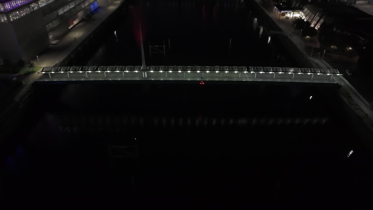 Aerial View of a Modern Bridge at Night