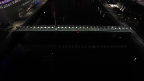 aerial view of a modern bridge at night