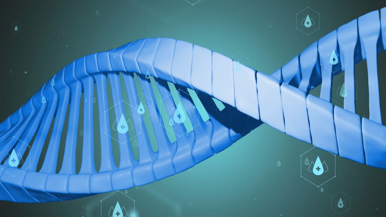 animación de iconos, cadena de adn sobre el procesamiento de datos
