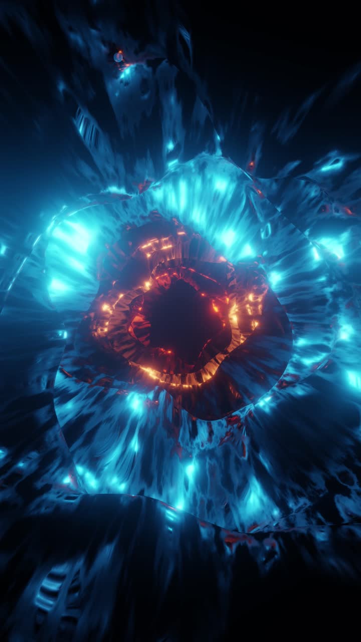 3D render of 4K UHD neon light with glowing blue and orange color effect