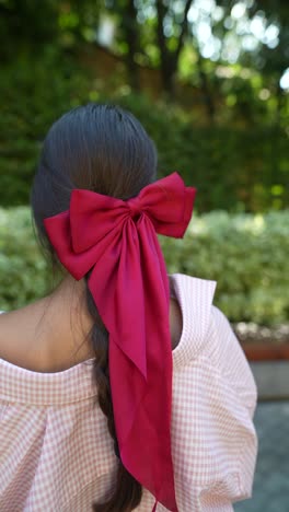 girl with a pink bow