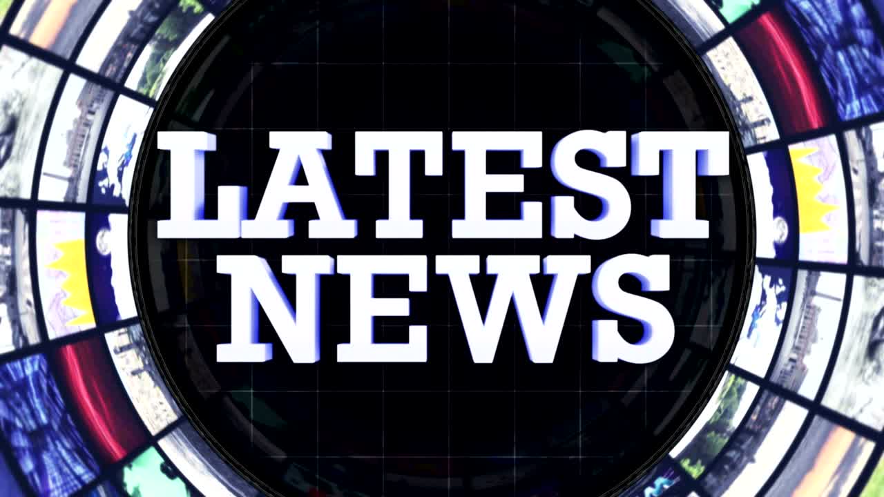 최신 뉴스 텍스트 애니메이션 및 모니터 터널, 렌더링, 배경, 루프