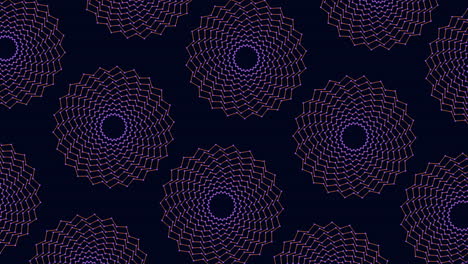 Neonblumen-Nahtloses-Muster-Mit-Punkten-Und-Linien-Auf-Schwarzem-Farbverlauf