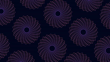 Neon-flowers-seamless-pattern-with-dots-and-lines-on-black-gradient