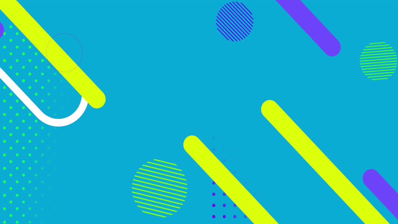 múltiples formas abstractas que se mueven contra un fondo azul