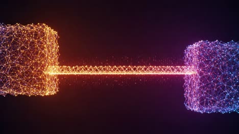 dynamic connection between two geometric structures representing complex networks and data flow in a modern digital environment