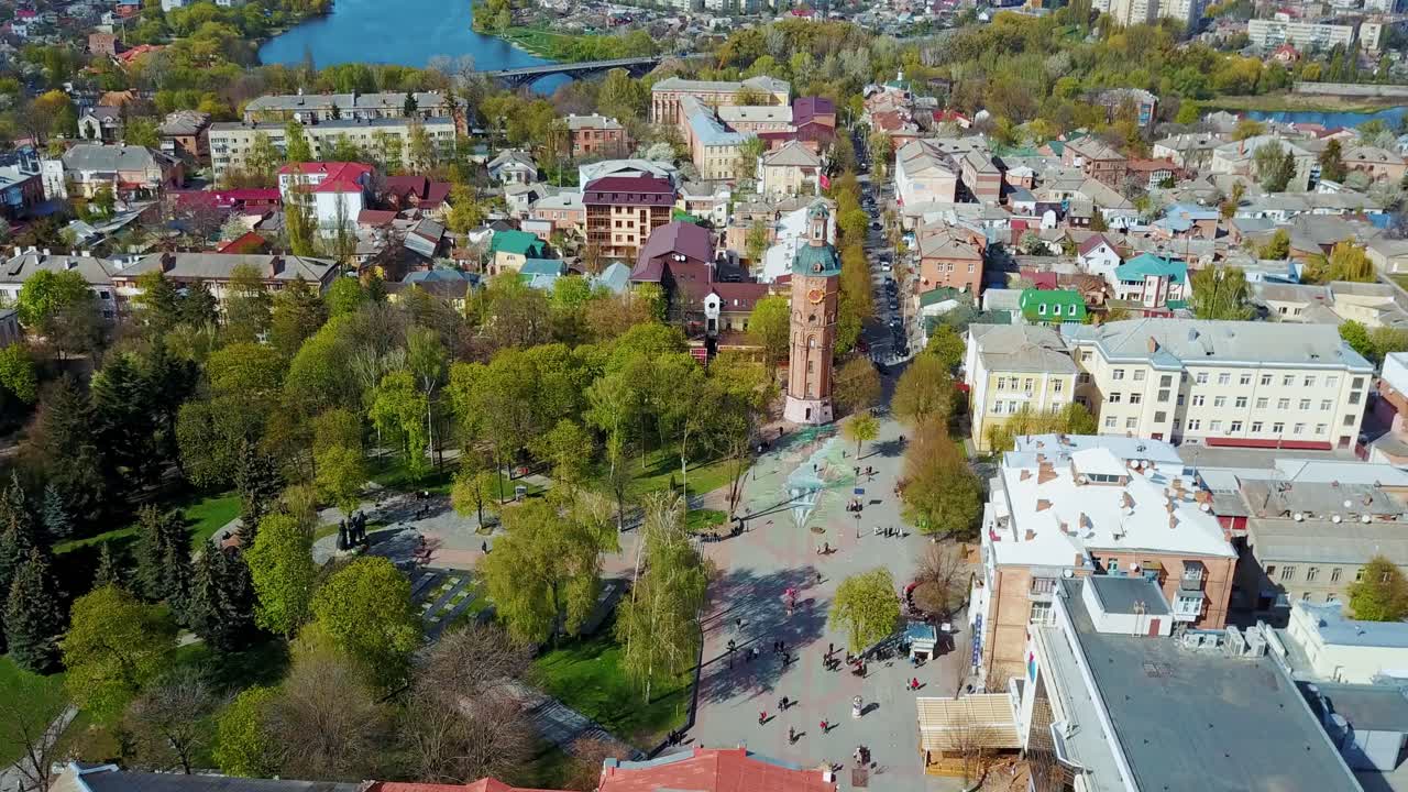 City architecture from above. Aerial drone view of urban architectures