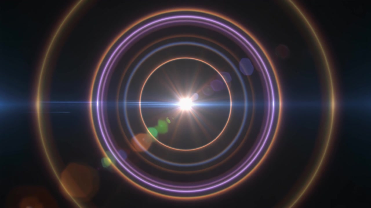 Abstract Glowing Light Rings with Lens Flare Effect