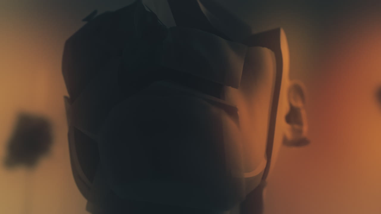 Crushed android heads on spikes on the yellow background