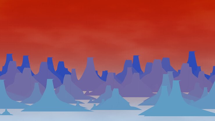 Cartoon animation background with mountain and clouds abstract backdrop 1
