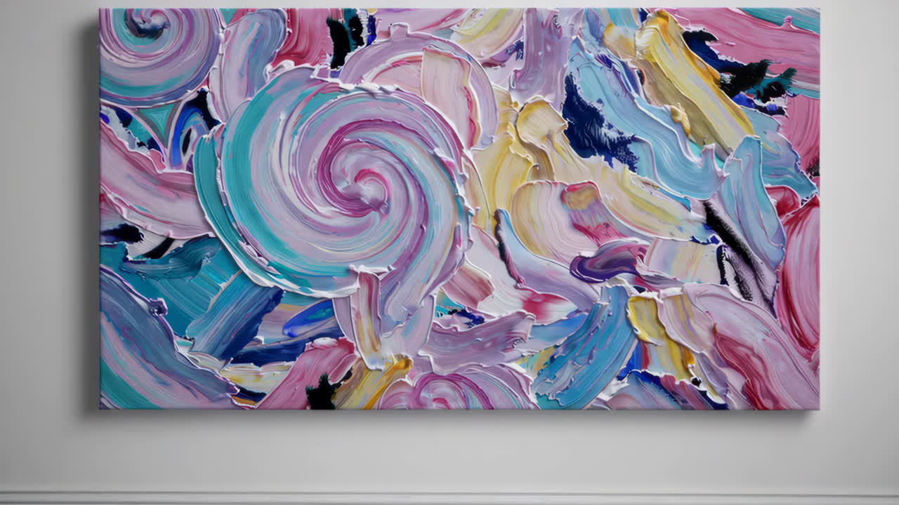 Abstract Textured Painting with Vibrant Swirls