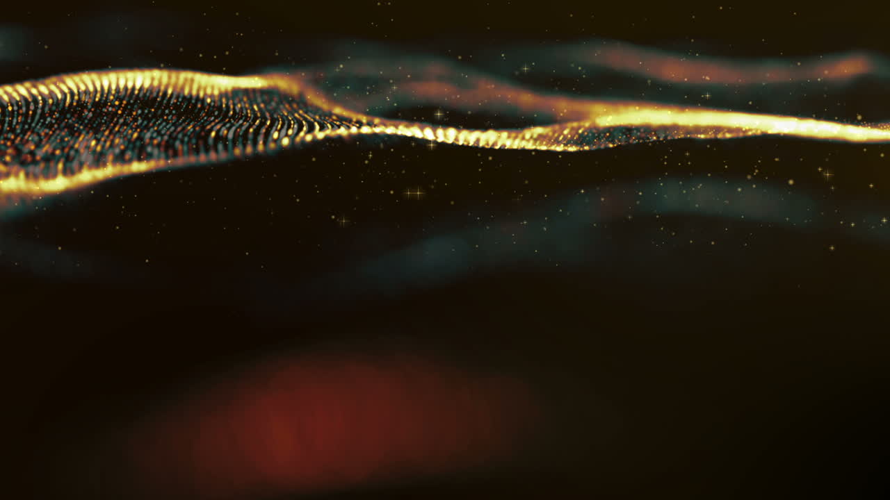 Futuristic digital abstract luxurious sparkling wave particles flow de-focus for festive season Christmas, New Year, Chinese New Year, Valentine background