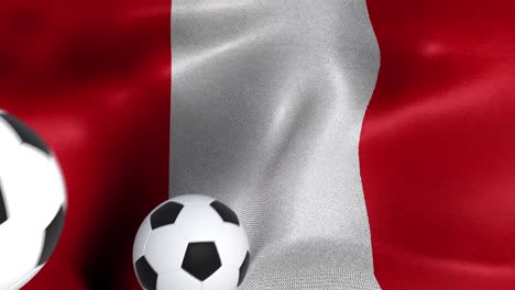 bandera del peru con pelotas de fútbol