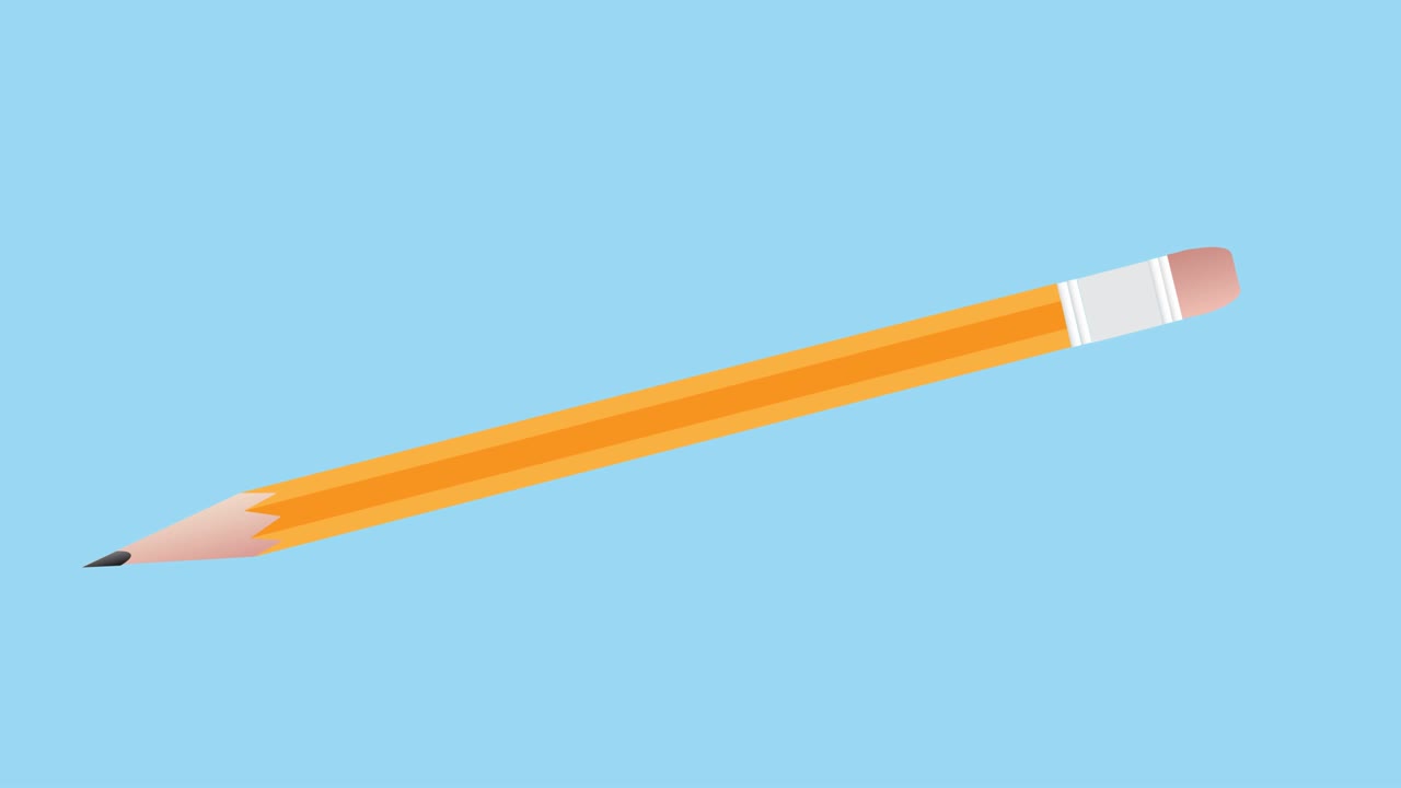 파란색 배경에 움직이는 연필 아이콘의 애니메이션
