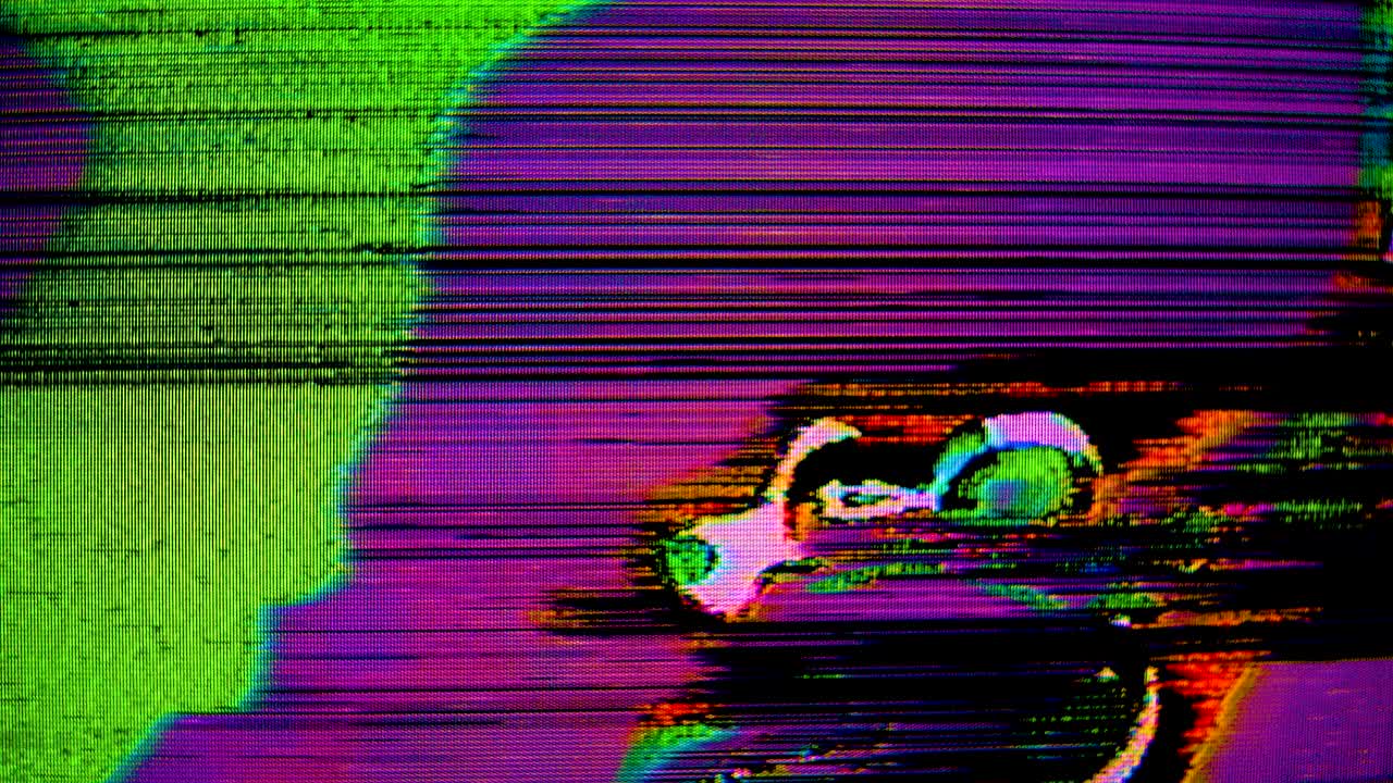 Real VHS animations and bugs, noise and artifacts, glitches from old tapes, black s
