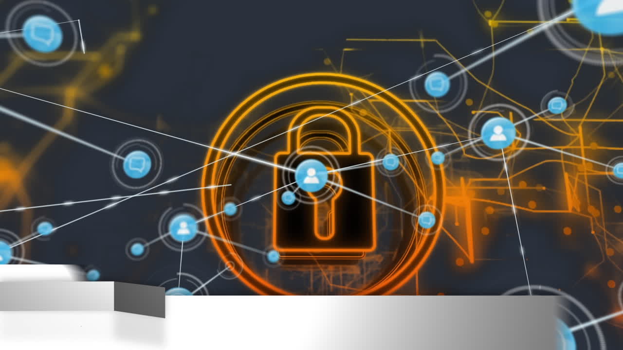 Animation of fake news text, globe, data processing and network of connections