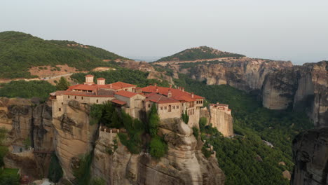 varlaam monastery atop escarpment next to great meteoro monastery in meteora complex, greece