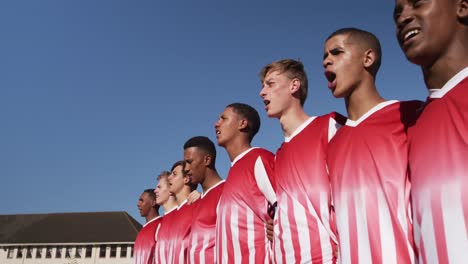 rugby players singing before a match