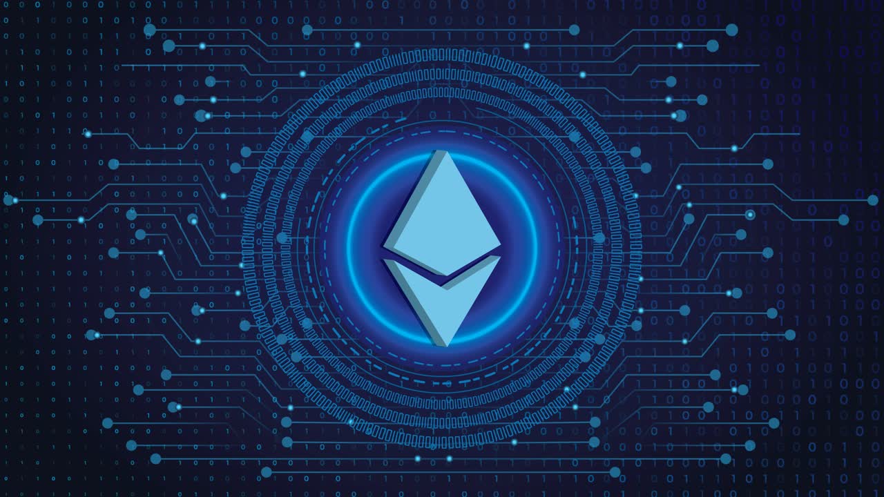 criptovaluta ethereum blockchain criptovaluta crittografia digitale, scambio di denaro digitale, connessioni di rete globali tecnologiche su sfondo blu concetto