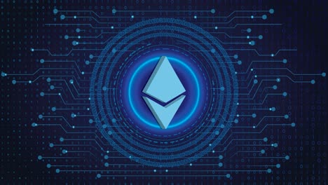 ethereum crypto blockchain cripto moneda cifrado digital, intercambio de dinero digital, conexiones de red global de tecnología en un concepto de fondo azul