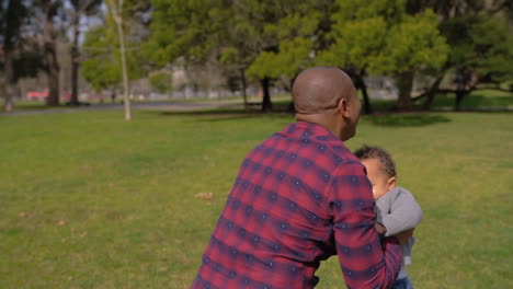 Afro-american-father-throwing-up-son-into-air,-child-laughing