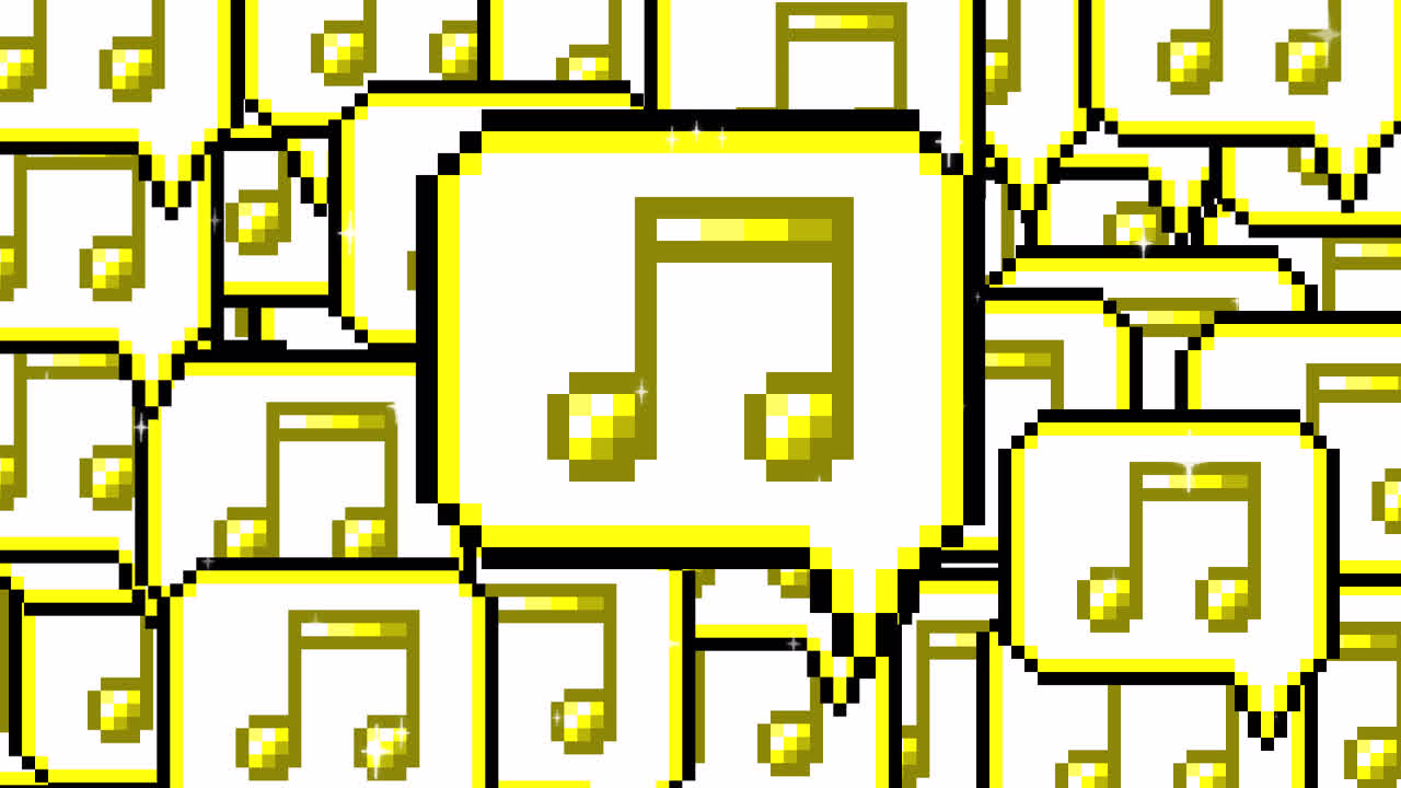 Pixel art pop up speech bubble icon eighth notes Transitions. 1080p - 30 fps - Alpha Channel (2).mov