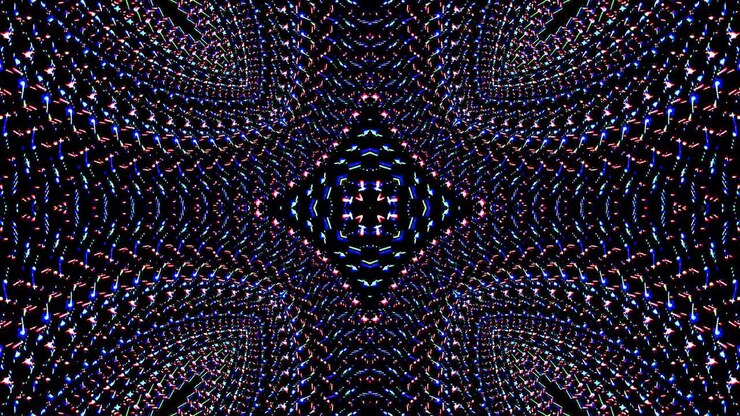 colorful lines glowing waves flower shape background kaleidoscope abstract
