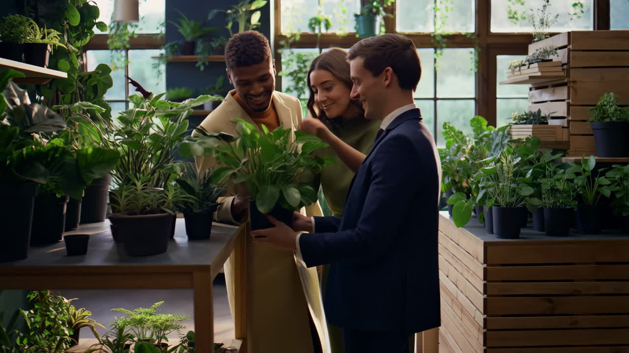 Customers in a plant shop