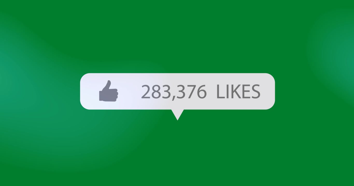Animação de Contador de Curtidas de Redes Sociais em Tela Verde.
