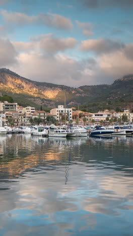 soller-port-in-mallora,-spain-in-vertical