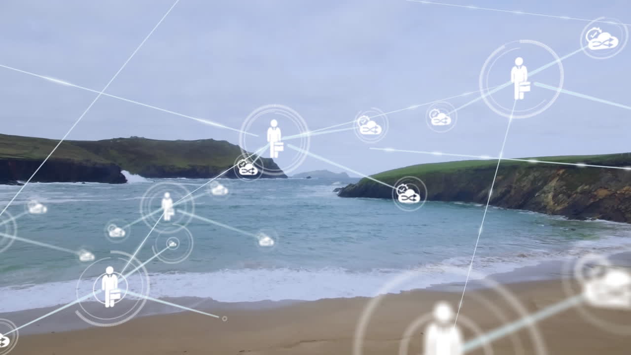 풍경에 대한 연결 네트워크의 애니메이션