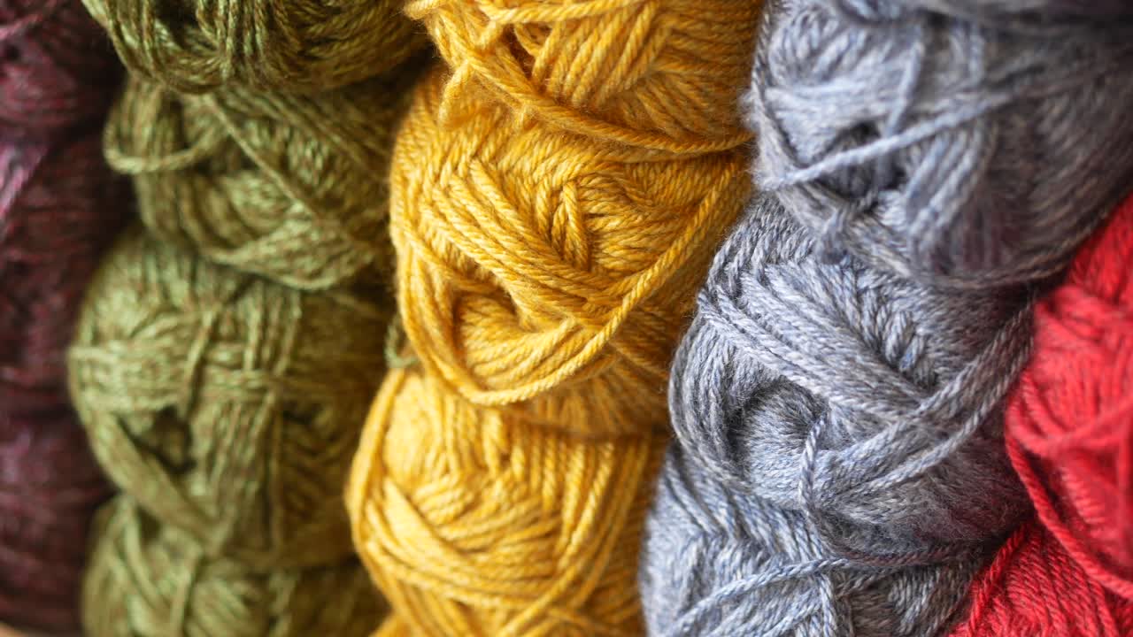 다채로운 섬유 공의 클로즈업